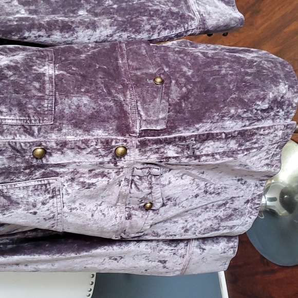 Anthropologie velvet utility button down jacket gray size S - Picture 4 of 17